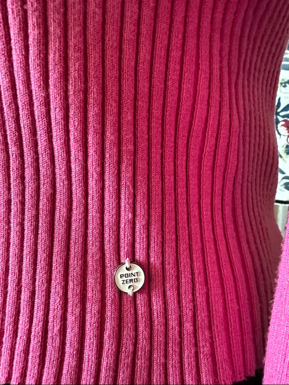 Pink Ribbed V-Neck Button Front Sweater - Picture 5 of 6